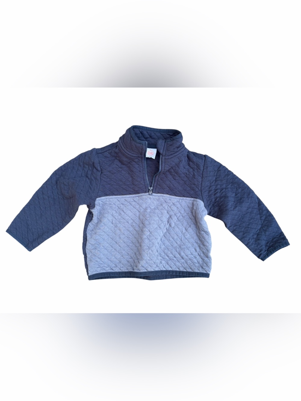 Wonder Nation Boys Quilted Colorblock Half Zip Pullover Navy Gray